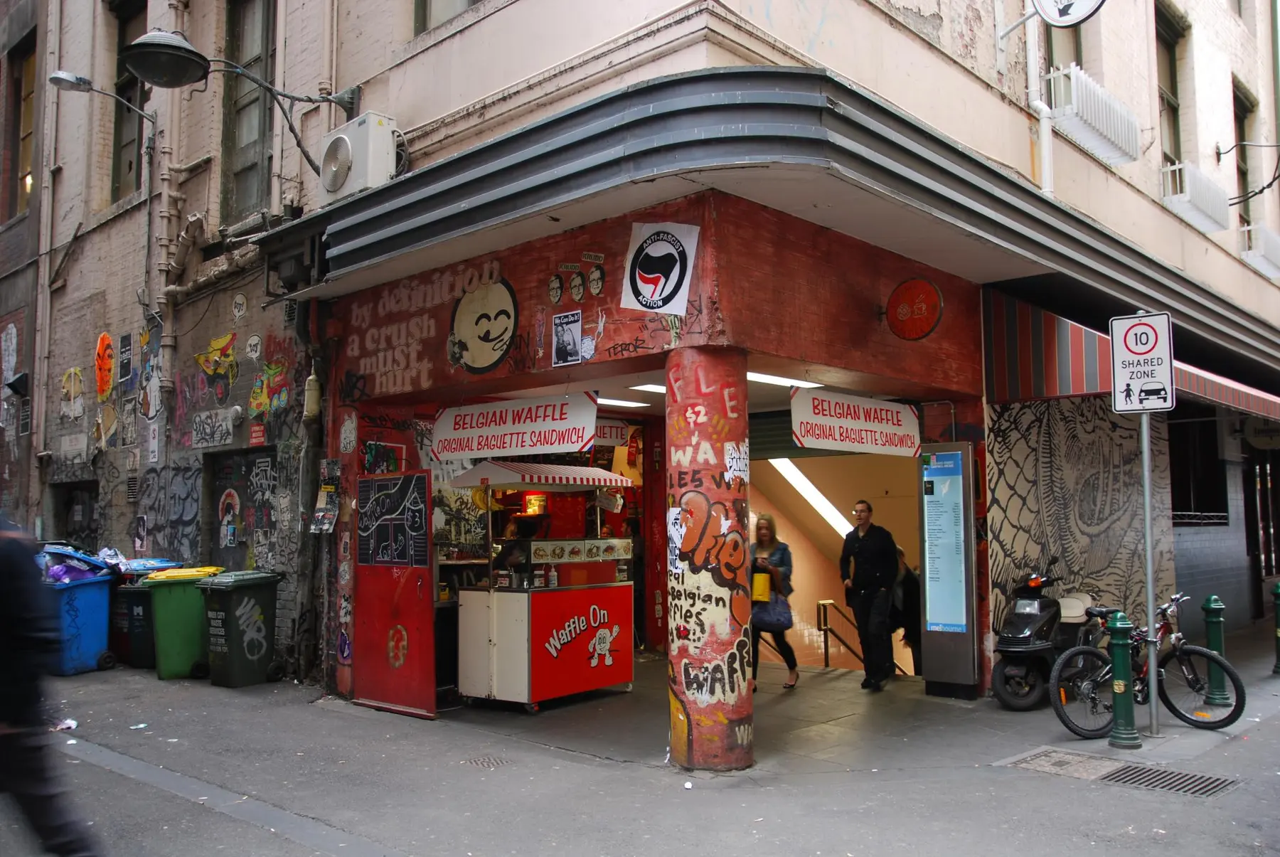 The Degraves Street pedestrian exit toward Flinders Street Station