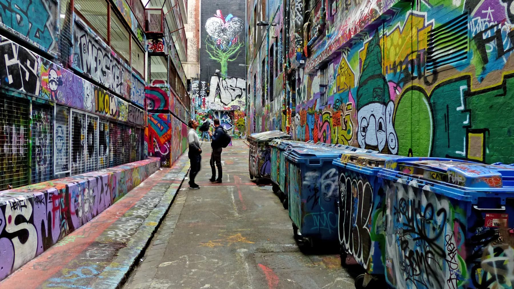 Street art covering the walls of Hosier Lane in Melbourne’s CBD